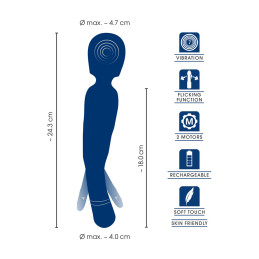 Vibro Wand réversible avec langue vibrante extase orale simulée