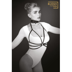 harnais julia buste et tour de cou fetish noir avec lanières ajustables