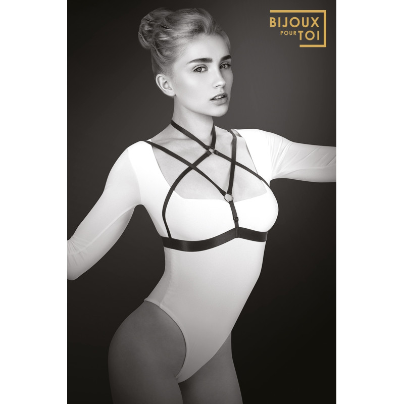 harnais alyssa poitrine décolleté fetish noir ajustable