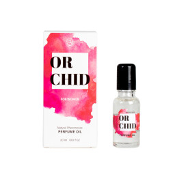 Huile parfumée aux phéromones Orchid pour femmes 20ml, flacon roll‑on noir avec lumière dorée