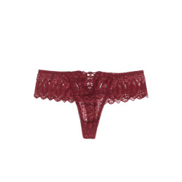 String dentelle dos lacé Bordeaux - Litolu Lingerie