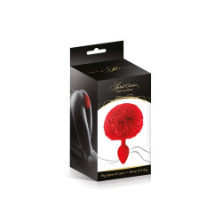 plug anal silicone rouge avec pompon pour plaisir anal