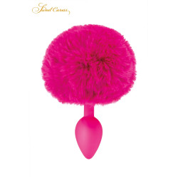 plug anal queue de lapin fuchsia avec pompon en fourrure