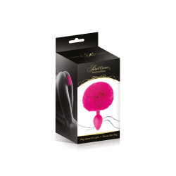plug anal silicone fuchsia avec pompon pour préliminaires anal