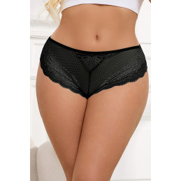 Tanga dentelle bijou Coeur Noir - Litolu Lingerie