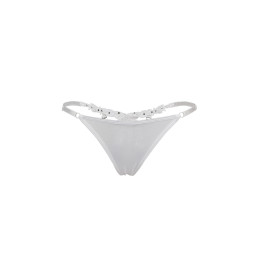 String ouvert à strass blanc mettant en valeur la silhouette avec brillance et féminité