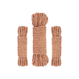 Coffret 3 cordes de bondage Premium Rosy Gold pour expériences sensuelles et esthétiques