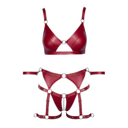 Set soutien-gorge slip jarretelles ouvert rouge Cottelli BONDAGE audacieux