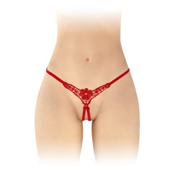 string ouvert rouge, lingerie coquine.