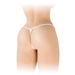 string ouvert blanc, lingerie audacieuse.