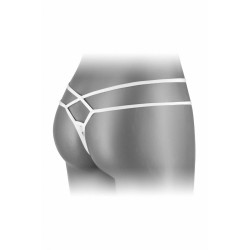 string dentelle et bandes géométriques, design raffiné.