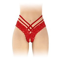 Tanga Anne rouge ouvert, lingerie sophistiquée.