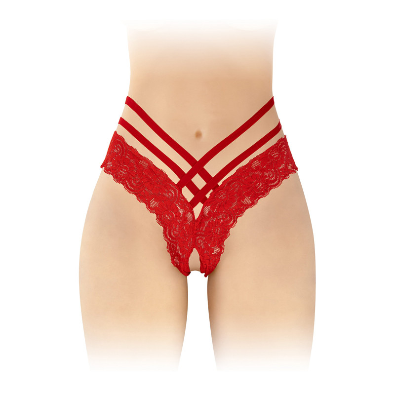 Tanga Anne rouge ouvert, lingerie sophistiquée.