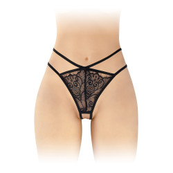 String Mylene noir, lingerie raffinée et mystérieuse.