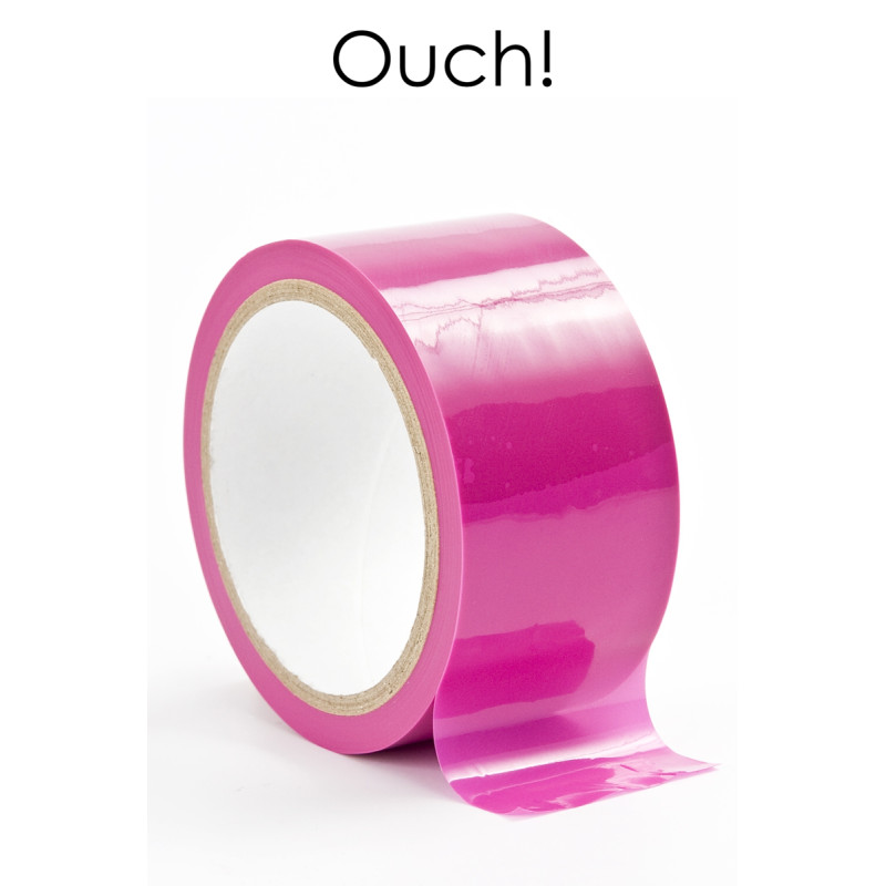 Ruban de bondage rose, 20 mètres, PVC brillant.