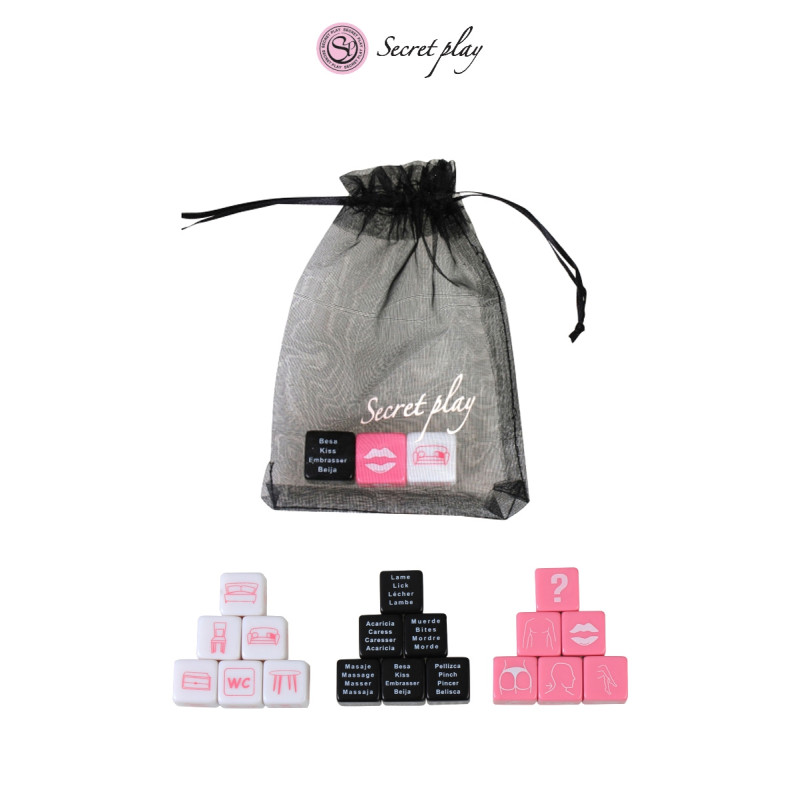 Jeu des gages 3 dés rose noir blanc actions audacieuses