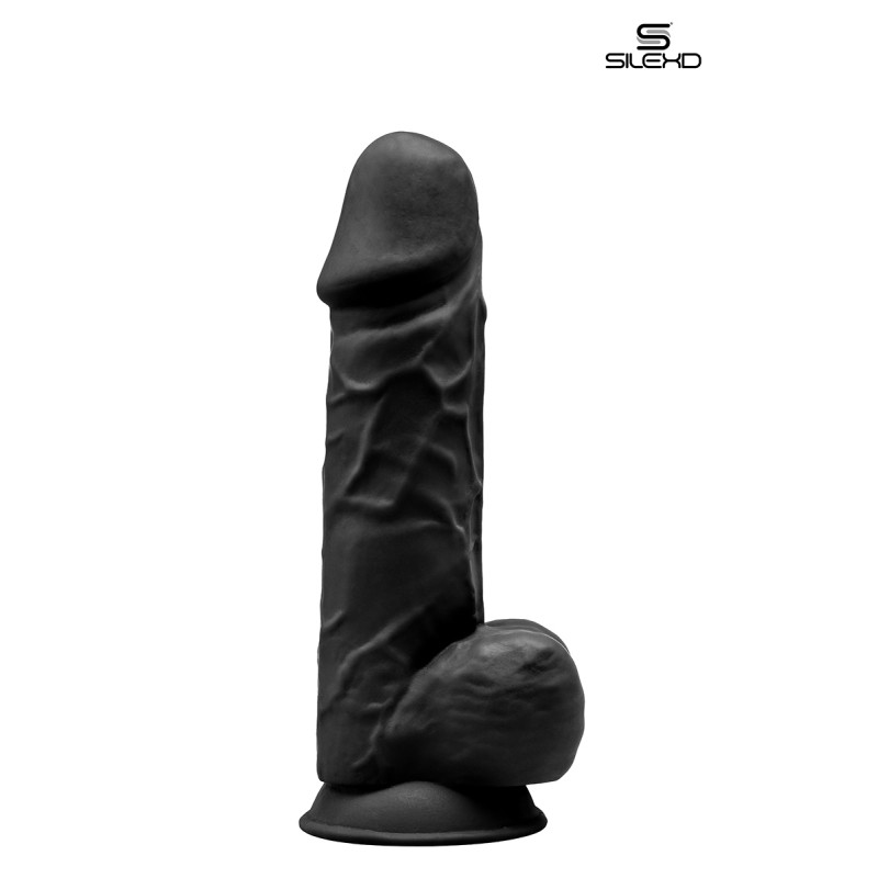 Gode double densité noir 21,5 cm Modèle 4 illustrant la pureté de son design minimaliste.
