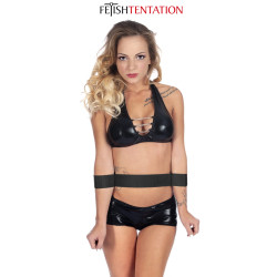 Sangle BDSM pour taille et poignets l'offrande d'un buste exposé.