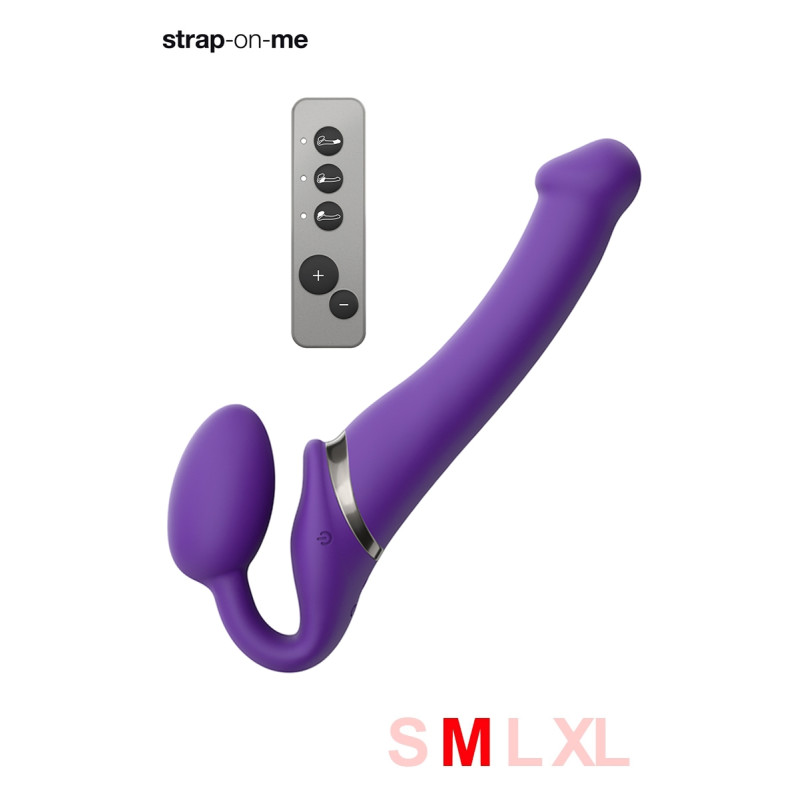 Strap-on-me Vibrant Violet M, gode ceinture télécommandé,couleur intense et moderne