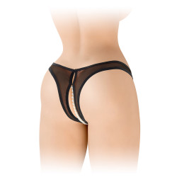 String Sophie noir, chapelet de perles à l’entre-jambes et design érotique