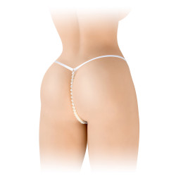 Lingerie Venusina Fashion Secret, string blanc avec perles à l’entre-jambes