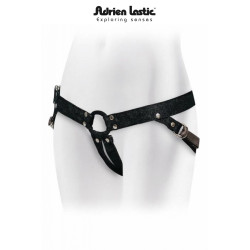 Harnais porte gode Lastic Strap-on jean noir confortable et ajustable
