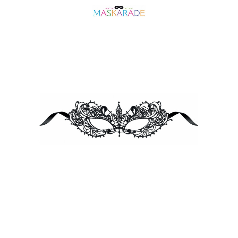 Loup broderie souple Zenith, masque noir brodé pour un regard intense et captivant