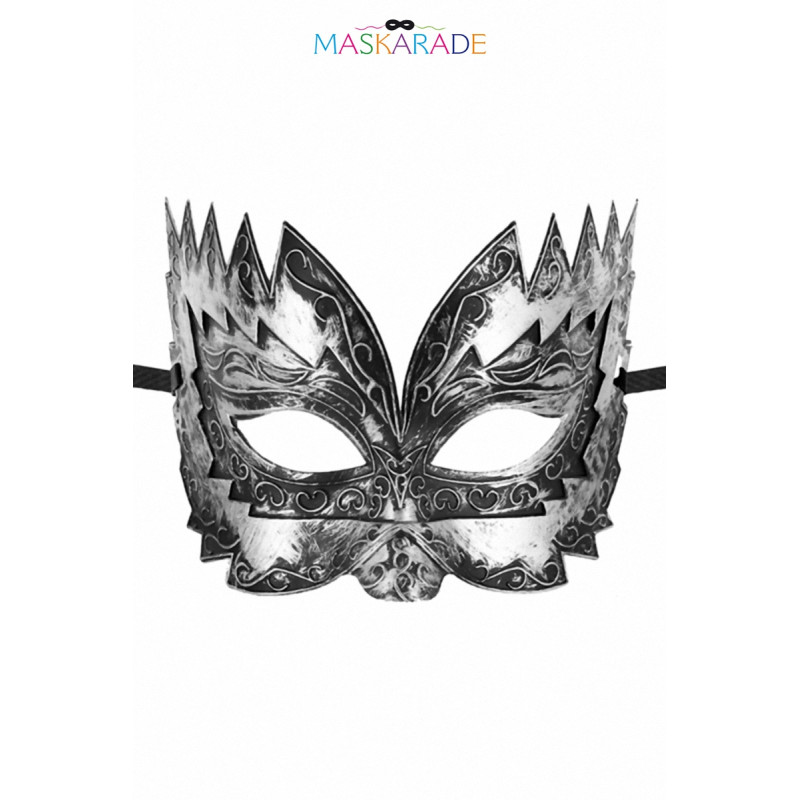 Masque semi rigide argenté Don Giovanni, accessoire élégant pour soirées mystérieuses