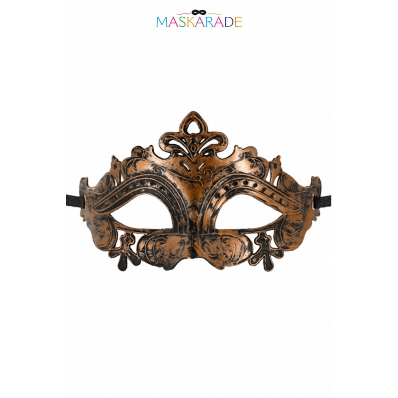 Loup raffiné Hamlet, finition cuivrée avec rubans satinés pour confort optimal