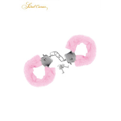 Menottes de poignets rose en peluche, accessoire élégant pour moments coquins