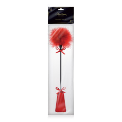 Tapette à pompon rouge Sweet Caress, manche élégant avec nœuds de soie