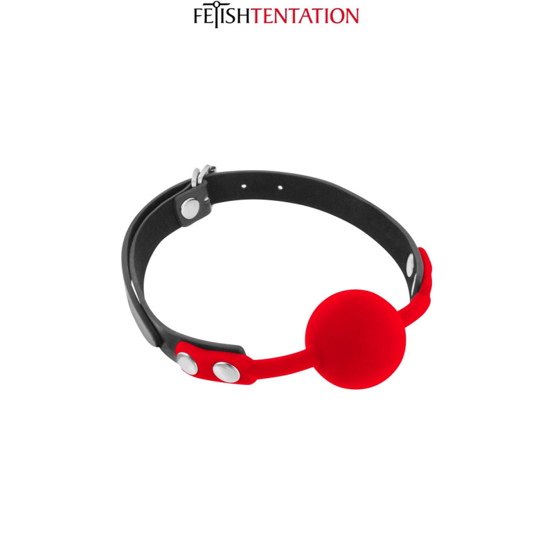 Bâillon boule rouge Fetish Tentation, accessoire BDSM ajustable et hygiénique