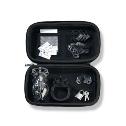 cage chasteté transparente avec fonction électro-stimulateur