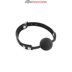 Baillon boule noir Fetish Tentation, boule silicone, réglage facile, pour jeux BDSM variés