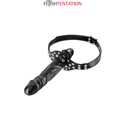 Bâillon double gode black Fetish Tentation, accessoire pour jeux BDSM