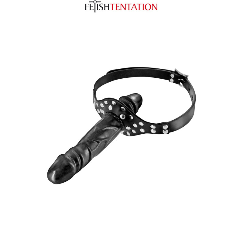 Bâillon double gode black Fetish Tentation, accessoire pour jeux BDSM