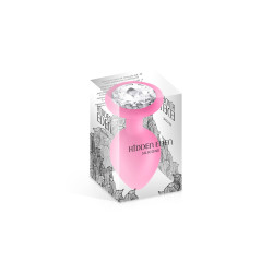 Plug bijou silicone rose L Hidden Eden dans sa boîte transparente, format large visible