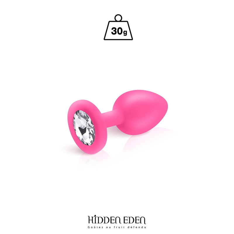 Plug bijou silicone rose S Hidden Eden, vue de profil, forme compacte et silicone doux