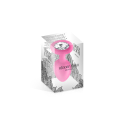 Plug bijou silicone rose S Hidden Eden dans sa boîte transparente, petit format visible