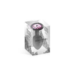 Plug bijou silicone noir S Hidden Eden dans sa boîte transparente, petit format visible