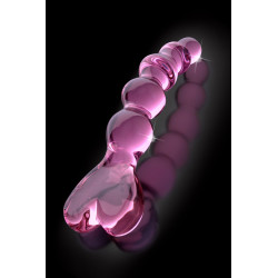 Gode verre Icicles No 43, design transparent avec perles stimulantes et poignée élégante