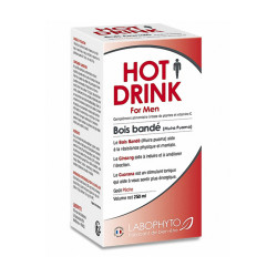 Bouteille HOT DRINK Homme Bois Bandé 250 ml, étiquette rouge et design moderne