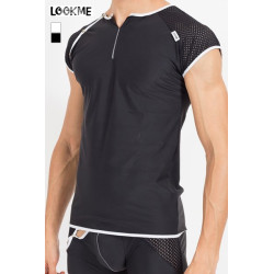 tee shirt homme mixing résille lycra sexy