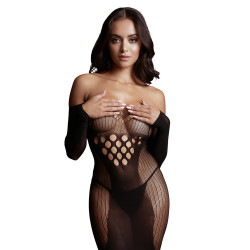 Mini robe décolletée manches longues Le Désir en tissu léger avec un décolleté plongeant élégant