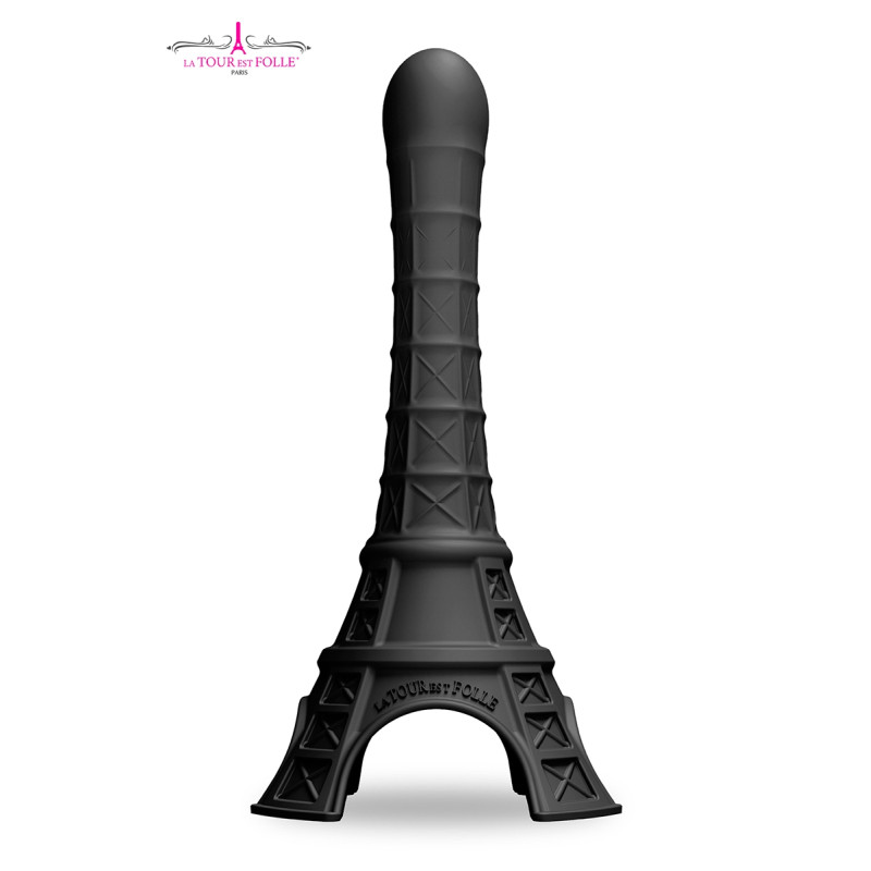 Gode La Tour Est Folle noir, objet reconnaissable, silhouette évoquant une icône parisienne en coloris foncé.
