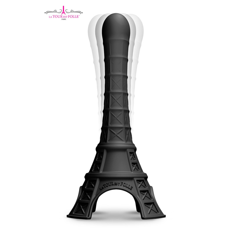 Vibromasseur La Tour Est Folle noir, forme Tour Eiffel et silicone doux pour stimulation variée