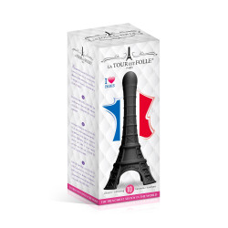 Vibromasseur La Tour Est Folle noir exposé, matière agréable et allure unique pour moments intimes
