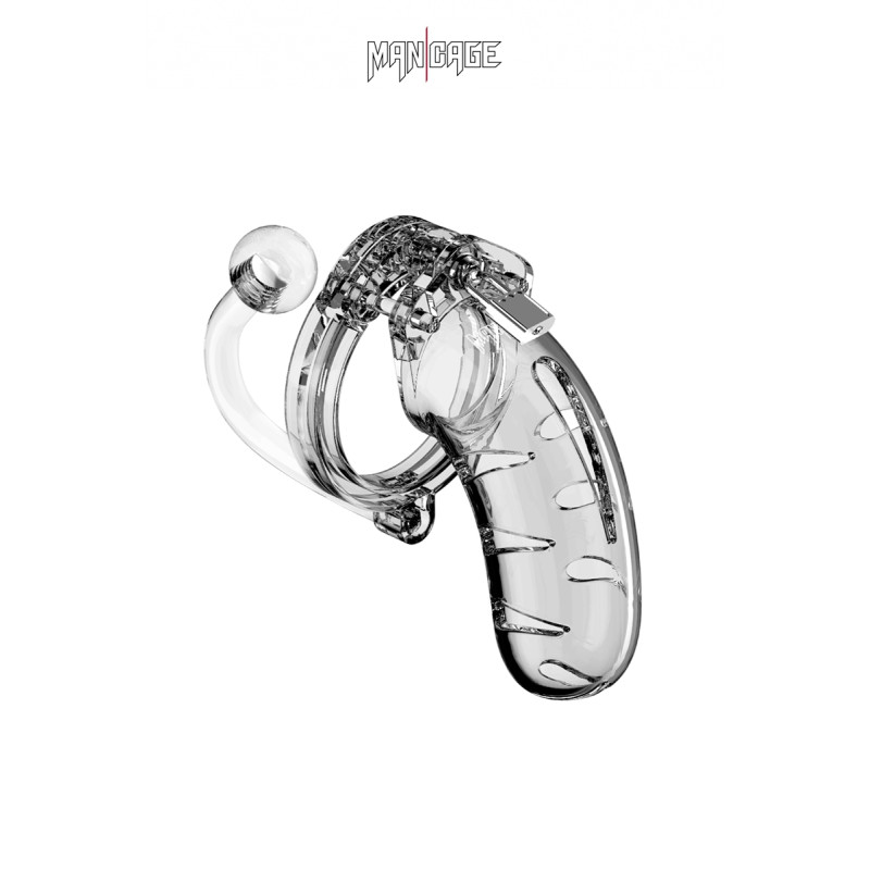 Cage de chasteté 11,5 cm avec plug ManCage 11, structure robuste et plug intégré pour intensité accrue.