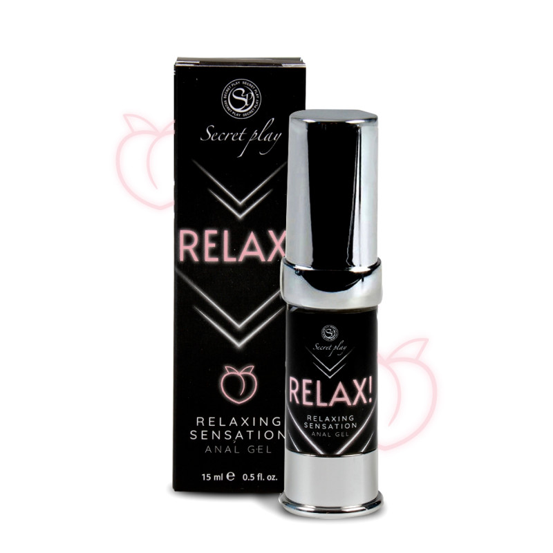 Gel anal relaxant Relax Secret Play, tube 15 ml et packaging discret sur fond blanc.