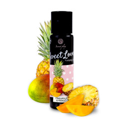 Lubrifiant comestible Ananas Mangue Secret Play, flacon 60 ml au design coloré et fruité.